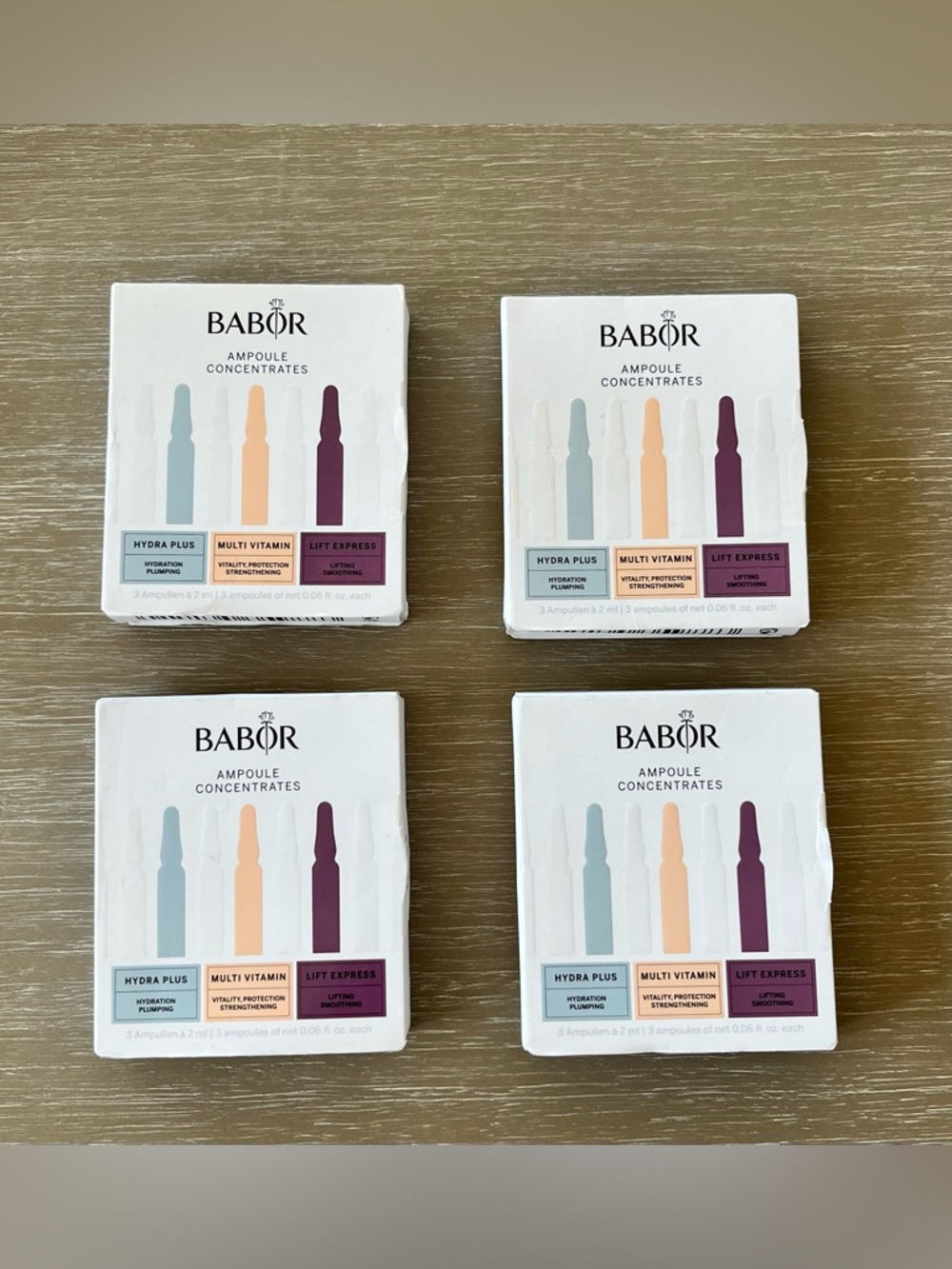 4 Babor 3 Pack Ampoule Concentrate, Hydration, Multi Vitamin, Lift Express,